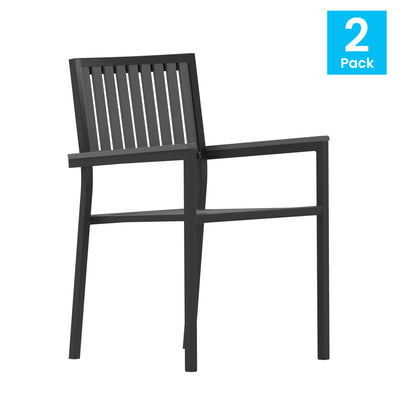 Harris Set of 2 Commercial Indoor/Outdoor Stacking Club Chairs with Poly Resin Slatted Backs and Seats - View 2