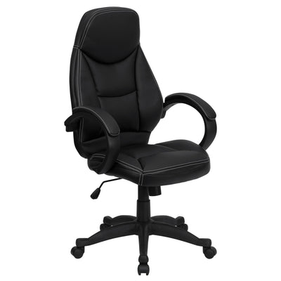 High Back LeatherSoft Contemporary Executive Swivel Ergonomic Office Chair with Curved Back and Loop Arms