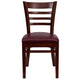 Burgundy Vinyl Seat/Mahogany Wood Frame |#| Ladder Back Mahogany Wood Restaurant Chair - Burgundy Vinyl Seat