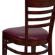 Burgundy Vinyl Seat/Mahogany Wood Frame |#| Ladder Back Mahogany Wood Restaurant Chair - Burgundy Vinyl Seat