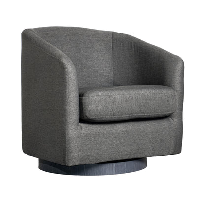 Landon Club Style Commercial Barrel Accent Armchair with 360 Degree Swivel Metal Base and Sloped Armrests - View 1