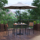 Gray |#| Faux Teak 35inch Square Patio Table, 2 Chairs & Gray 9FT Patio Umbrella with Base