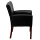 Black |#| Black LeatherSoft Executive Side Reception Chair with Mahogany Legs