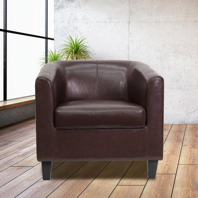 LeatherSoft Lounge Chair with Sloping Arms