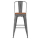 Teak Seat/Clear Coated Frame |#| Indoor Bar Height Stool with Poly Resin Colorful Seat - Clear Coated/Teak