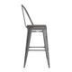 Gray Seat/Clear Coated Frame |#| Indoor Bar Height Stool with Poly Resin Colorful Seat - Clear Coated/Gray