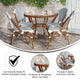 White & Navy Rattan/Natural Frame |#| Indoor/Outdoor Commercial French Bistro Set with Table and 4 Chairs in Wht/Navy