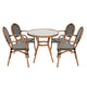Indoor/Outdoor Commercial French Bistro Set with Table and 4 Chairs in Blk/Wht