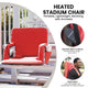 Red |#| Foldable Reclining Stadium Chair with Backpack Straps-Heated Back and Seat-Red