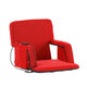 Red |#| Foldable Reclining Stadium Chair with Backpack Straps and Heated Seat - Red