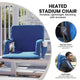 Blue |#| Foldable Reclining Stadium Chair with Backpack Straps and Heated Seat - Blue