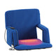 Blue |#| Foldable Reclining Stadium Chair with Backpack Straps and Heated Seat - Blue