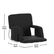 Black |#| Foldable Reclining Stadium Chair with Backpack Straps and Heated Seat - Black