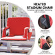 Red |#| Foldable Reclining Stadium Chair with Backpack Straps and Heated Seat - Red