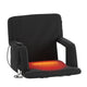 Black |#| Foldable Reclining Stadium Chair with Backpack Straps and Heated Seat - Black
