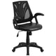 Black Mesh & LeatherSoft |#| Mid-Back Designer Black Mesh Swivel Task Office Chair with LeatherSoft Seat