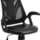 Black Mesh & LeatherSoft |#| Mid-Back Designer Black Mesh Swivel Task Office Chair with LeatherSoft Seat