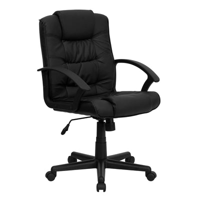 Mid-Back LeatherSoft Ripple and Accent Stitch Upholstered Swivel Task Office Chair with Arms