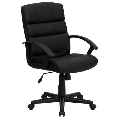 Mid-Back LeatherSoft Swivel Task Office Chair with Accent Divided Back and Arms