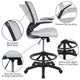 White |#| Mid-Back White Mesh Ergonomic Drafting Chair with Foot Ring and Flip-Up Arms