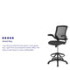 Black |#| Mid-Back Black Mesh Ergonomic Drafting Chair with Foot Ring and Flip-Up Arms