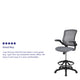 Dark Gray |#| Mid-Back Dark Gray Mesh Ergonomic Drafting Chair with Foot Ring and Flip-Up Arms