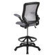 Dark Gray |#| Mid-Back Dark Gray Mesh Ergonomic Drafting Chair with Foot Ring and Flip-Up Arms