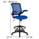 Blue |#| Mid-Back Blue Mesh Ergonomic Drafting Chair with Foot Ring and Flip-Up Arms