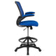 Blue |#| Mid-Back Blue Mesh Ergonomic Drafting Chair with Foot Ring and Flip-Up Arms