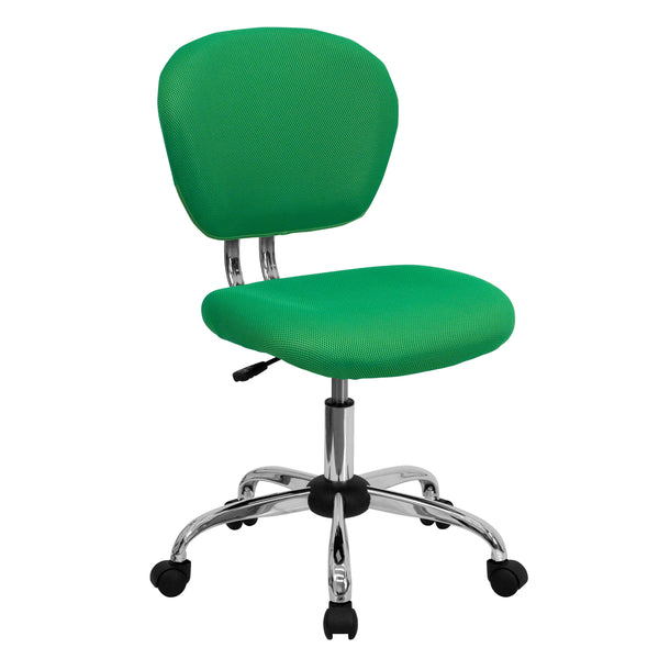 Bright Green |#| Mid-Back Bright Green Mesh Padded Swivel Task Office Chair with Chrome Base