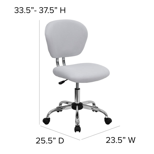 White |#| Mid-Back White Mesh Padded Swivel Task Office Chair with Chrome Base