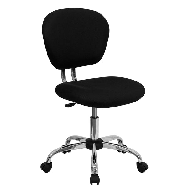 Black |#| Mid-Back Black Mesh Padded Swivel Task Office Chair with Chrome Base