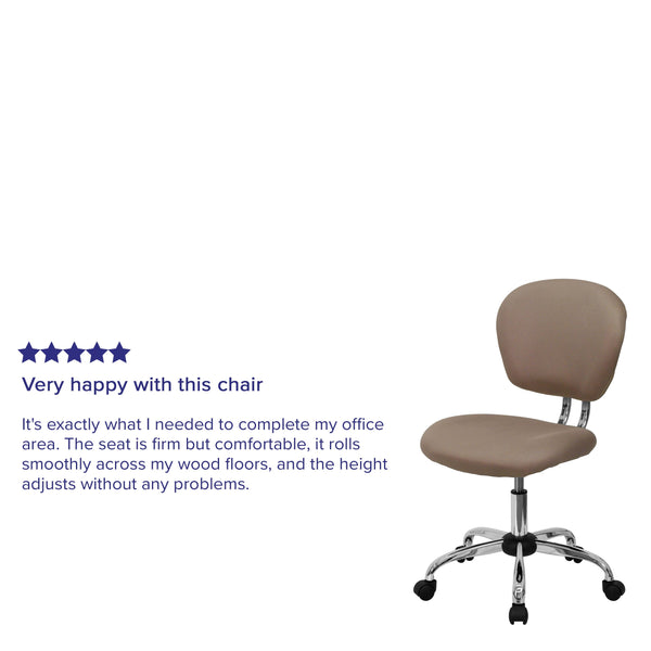 Coffee Brown |#| Mid-Back Coffee Brown Mesh Padded Swivel Task Office Chair with Chrome Base