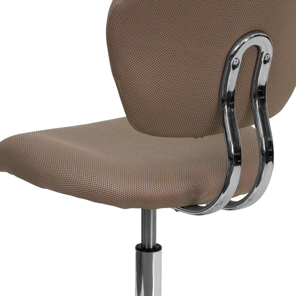 Coffee Brown |#| Mid-Back Coffee Brown Mesh Padded Swivel Task Office Chair with Chrome Base