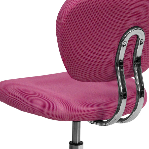 Pink |#| Mid-Back Pink Mesh Padded Swivel Task Office Chair with Chrome Base