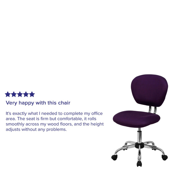 Purple |#| Mid-Back Purple Mesh Padded Swivel Task Office Chair with Chrome Base