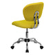 Yellow |#| Mid-Back Yellow Mesh Padded Swivel Task Office Chair with Chrome Base