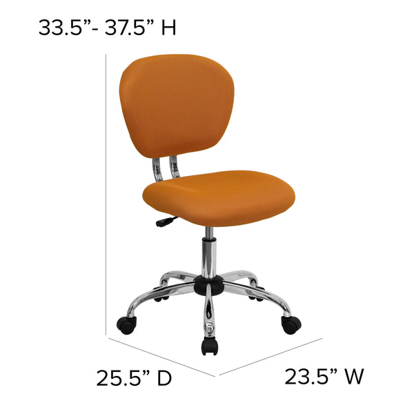 Orange |#| Mid-Back Orange Mesh Padded Swivel Task Office Chair with Chrome Base