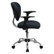 Gray |#| Mid-Back Gray Mesh Padded Swivel Task Office Chair with Chrome Base and Arms