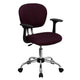 Burgundy |#| Mid-Back Burgundy Mesh Padded Swivel Task Office Chair with Chrome Base and Arms