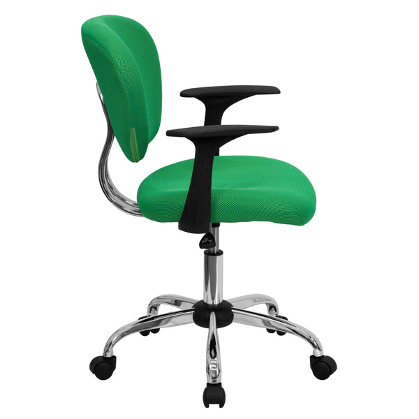 Bright Green |#| Mid-Back Bright Green Mesh Padded Swivel Task Office Chair with Chrome Base