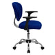 Blue |#| Mid-Back Blue Mesh Padded Swivel Task Office Chair with Chrome Base and Arms