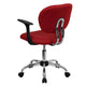 Red |#| Mid-Back Red Mesh Padded Swivel Task Office Chair with Chrome Base and Arms