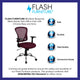 Burgundy |#| Mid-Back Burgundy Mesh Swivel Task Office Chair with Chrome Base and Arms