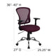 Burgundy |#| Mid-Back Burgundy Mesh Swivel Task Office Chair with Chrome Base and Arms