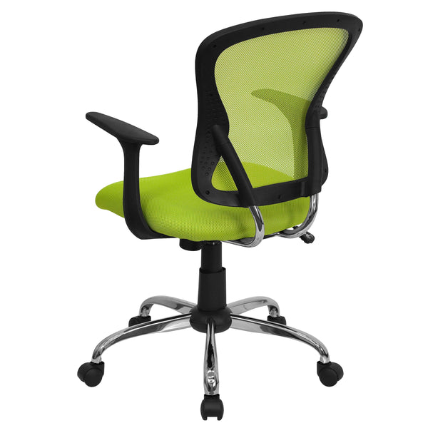 Green |#| Mid-Back Green Mesh Swivel Task Office Chair with Chrome Base and Arms