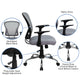 Gray |#| Mid-Back Gray Mesh Swivel Task Office Chair with Chrome Base and Arms