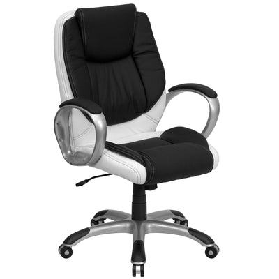 Mid-Back Two-Tone LeatherSoft Executive Swivel Office Chair with Arms