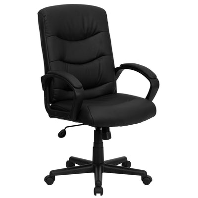 Mid-Back  Fabric Executive Swivel Office Chair with Three Line Horizontal Stitch Back and Arms