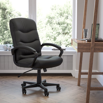 Mid-Back  Fabric Executive Swivel Office Chair with Three Line Horizontal Stitch Back and Arms